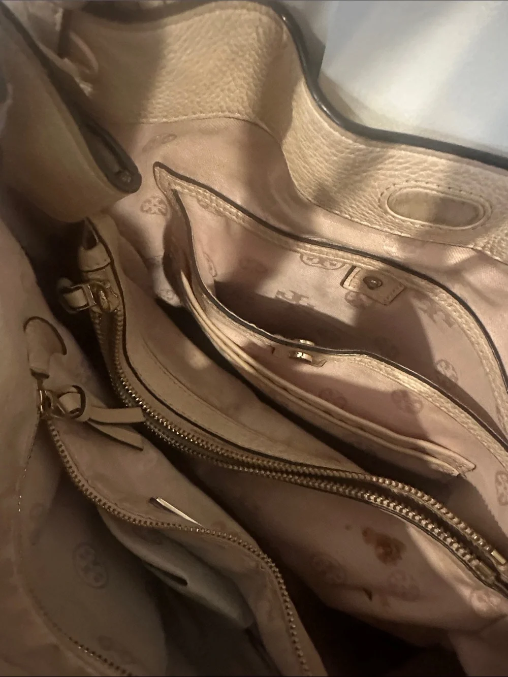 Tory Burch Pebbled Leather “Thea” Shoulder Bag in sweet melon